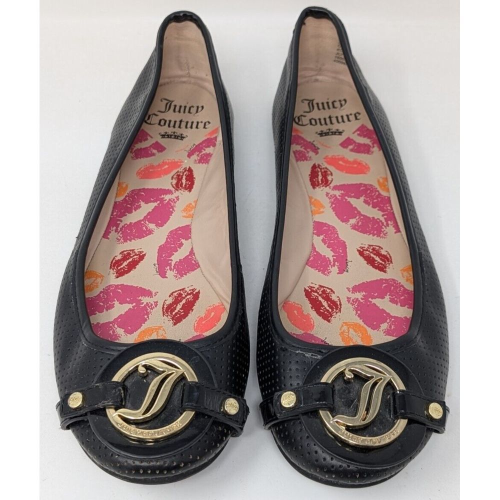 Juicy Couture Ballet Flats‎ JC Flo Black Women's Size 8 M Shoes